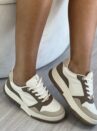 tênis casual bege/marrom claro/off white via marte 219 002 04