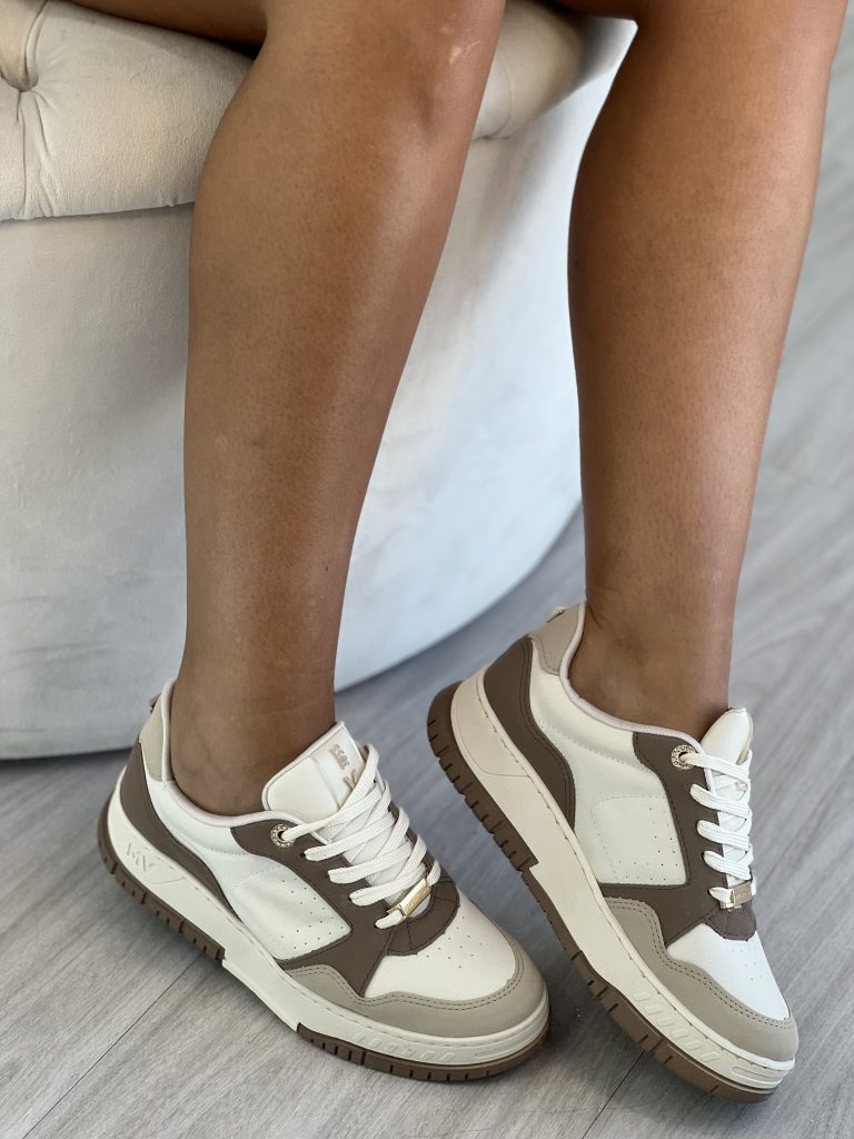tênis casual bege/marrom claro/off white via marte 219 002 04 tênis casual bege/marrom claro/off white via marte 219 002 04