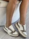 tênis casual bege/marrom claro/off white via marte 219 002 04