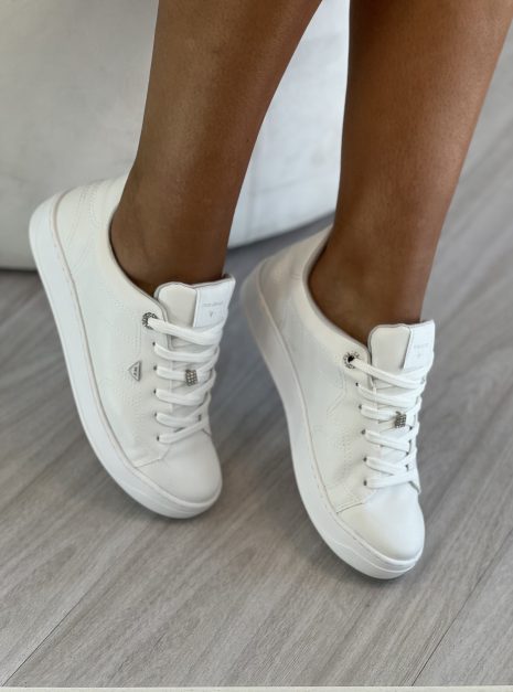 tênis branco com detalhes strass via marte 220 003 03