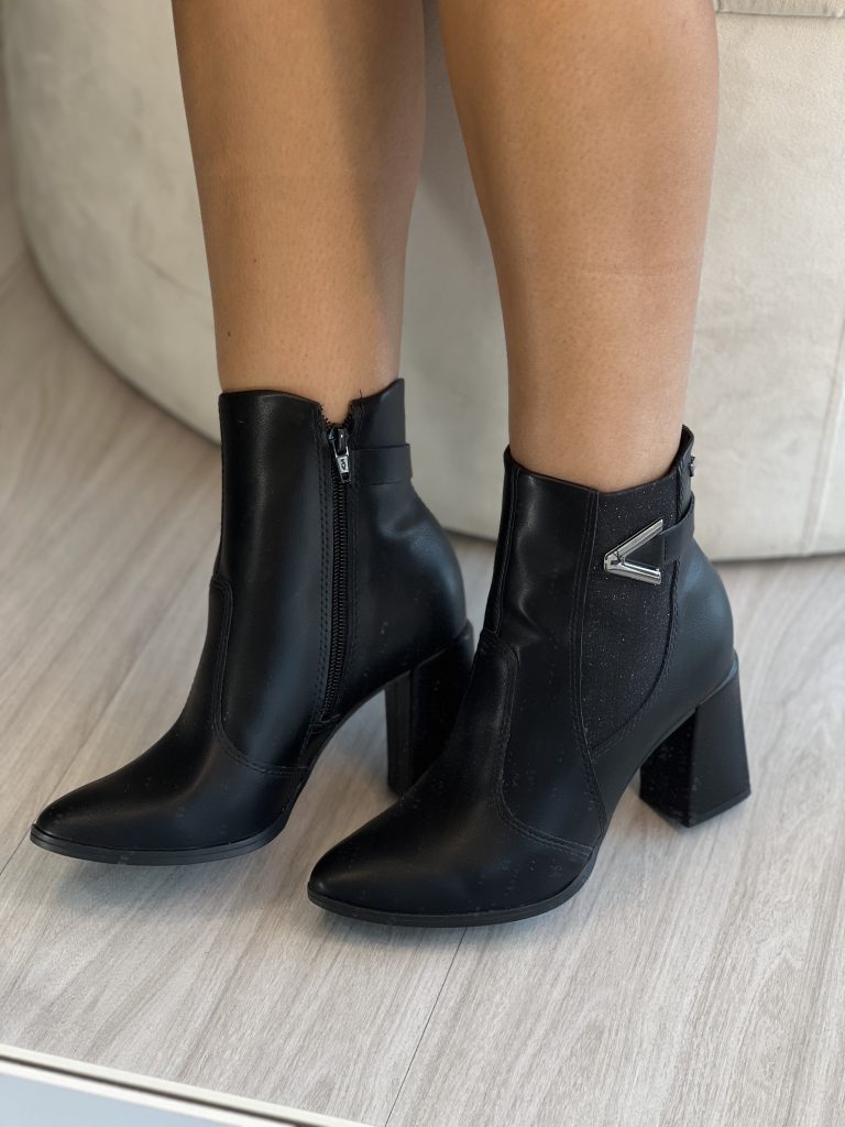 bota cano curto brilho preto mississipi mc873