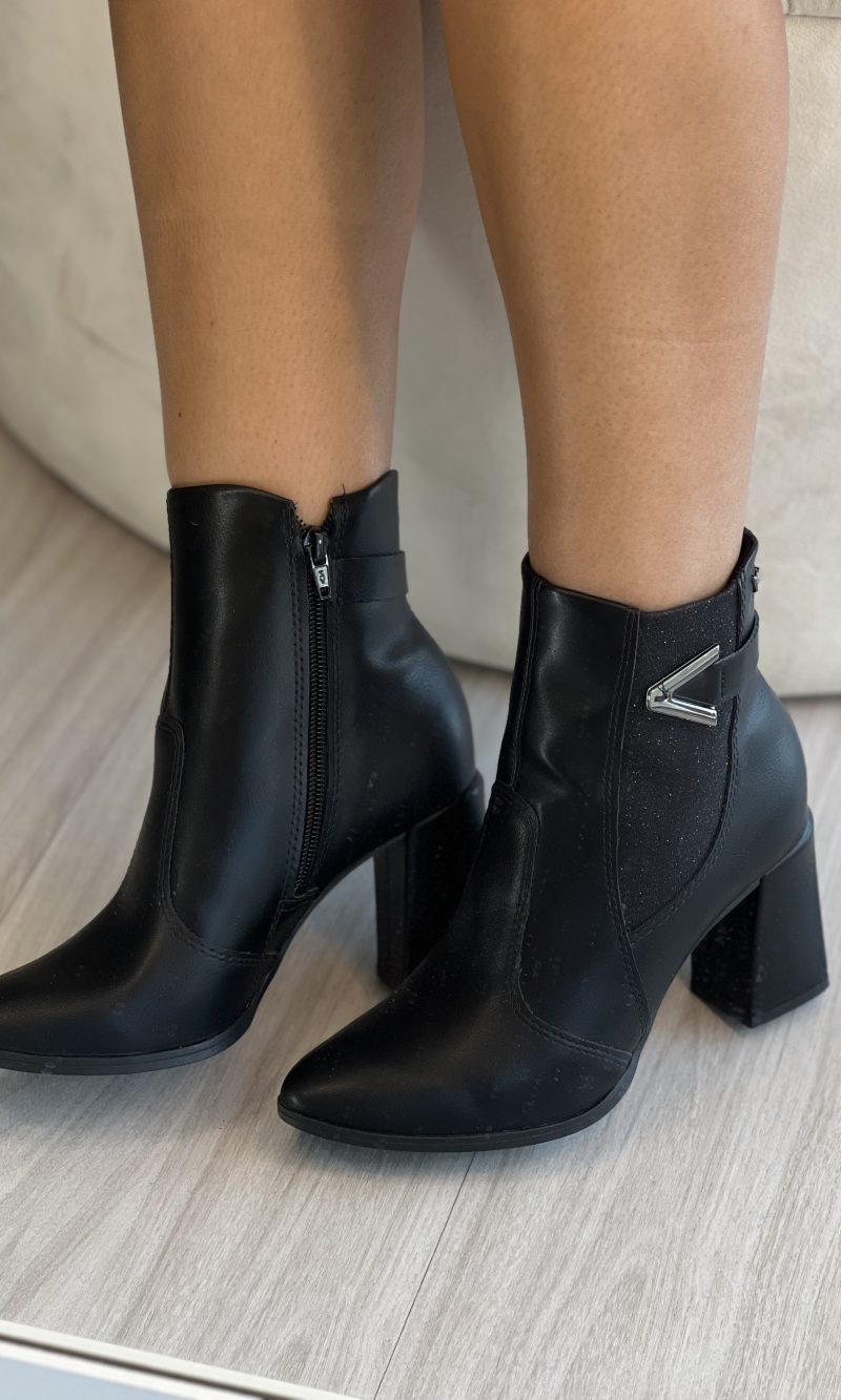 bota cano curto brilho preto mississipi mc873