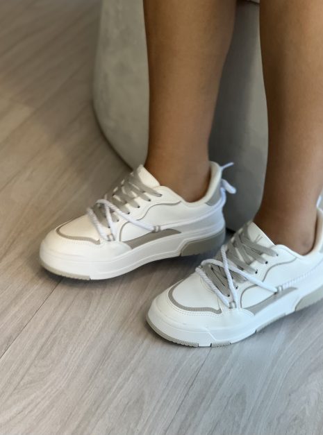 tênis casual cadarço branco/cinza vizzano 1455.103