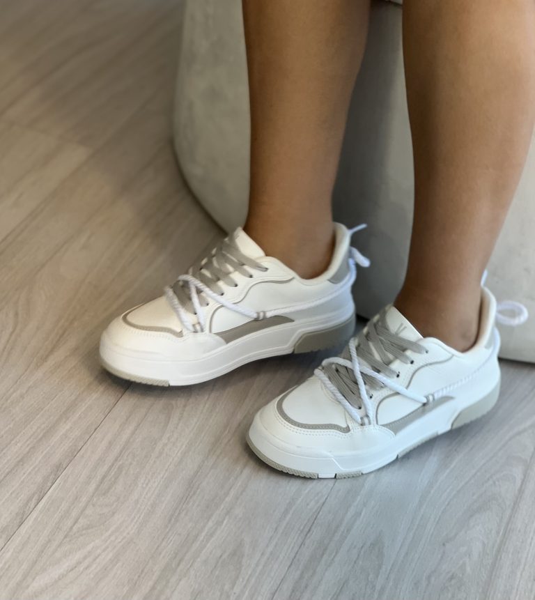 tênis casual cadarço branco/cinza vizzano 1455.103