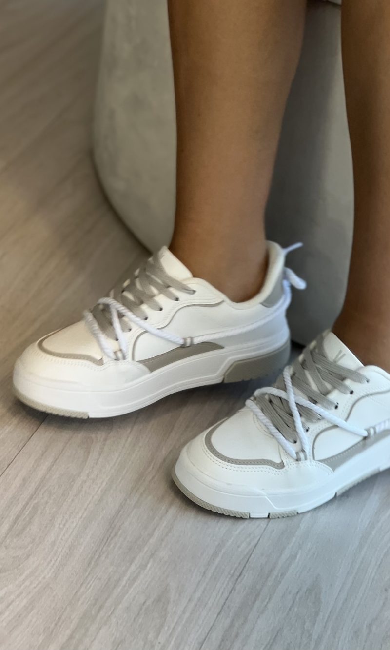 tênis casual cadarço branco/cinza vizzano 1455.103