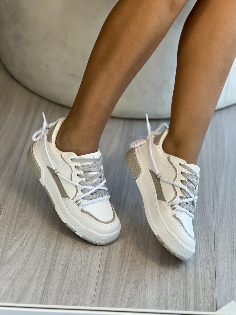 tênis casual cadarço branco/cinza vizzano 1455.103 tênis casual cadarço branco/cinza vizzano 1455.103