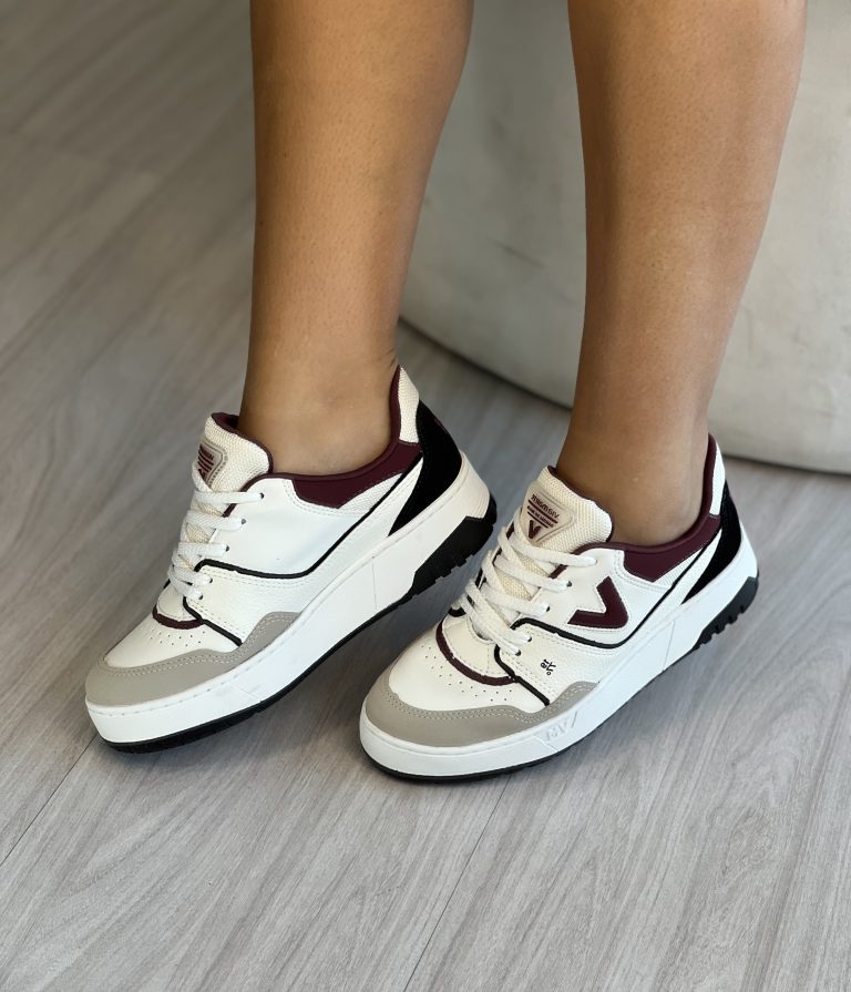 tênis casual bordo/branco cinza/preto via marte 042 025 21 tênis casual bordo/branco cinza/preto via marte 042 025 21