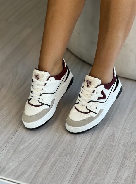 tênis casual bordo/branco cinza/preto via marte 042 025 21