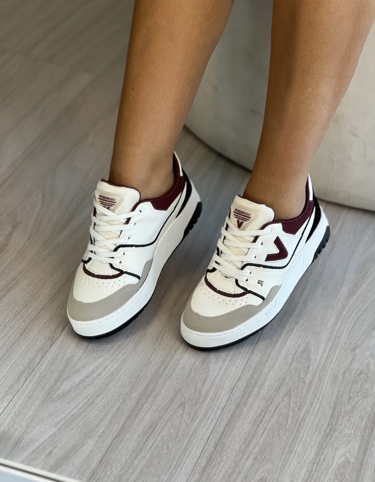 tênis casual bordo/branco cinza/preto via marte 042 025 21
