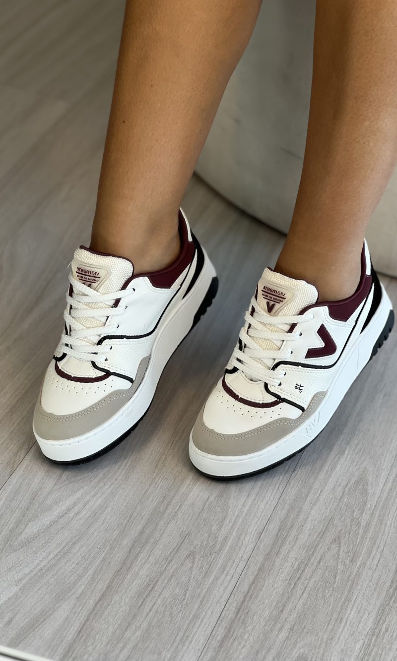 tênis casual bordo/branco cinza/preto via marte 042 025 21