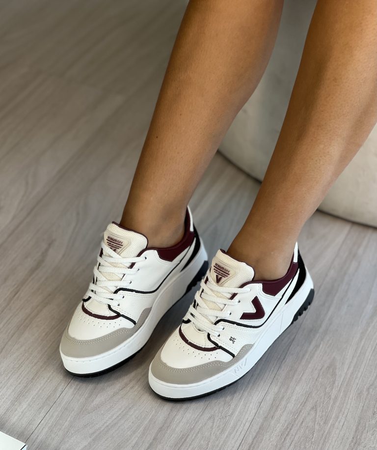 tênis casual bordo/branco cinza/preto via marte 042 025 21 tênis casual bordo/branco cinza/preto via marte 042 025 21