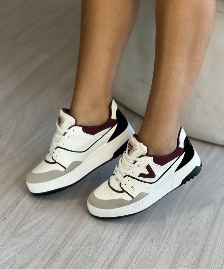 tênis casual bordo/branco cinza/preto via marte 042 025 21 tênis casual bordo/branco cinza/preto via marte 042 025 21