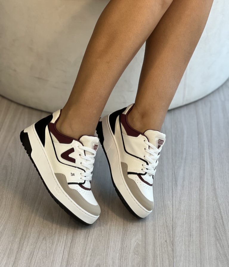 tênis casual bordo/branco cinza/preto via marte 042 025 21 tênis casual bordo/branco cinza/preto via marte 042 025 21