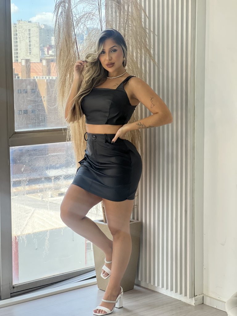 conjunto courino grace preto conjunto courino grace preto