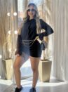 vestido camisa manga longa preto