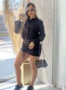 vestido camisa manga longa preto