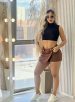 saia short jeans bélgica marrom