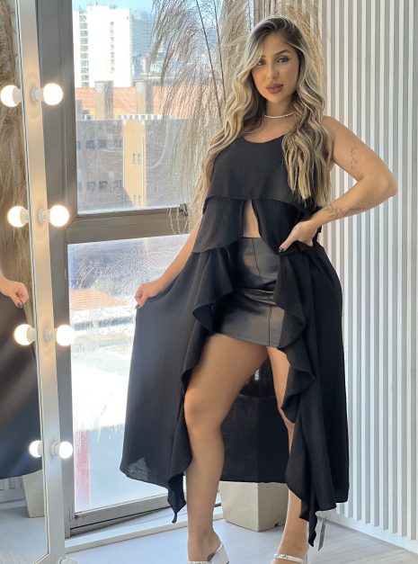 blusa bata bruna preto