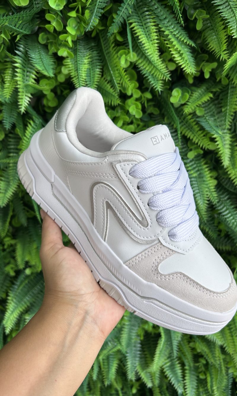 tênis casual branco/prata ramarim 25 94103