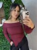 blusa manga longa celeste marsala