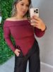 blusa manga longa celeste marsala