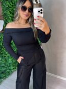 blusa manga longa celeste marrom