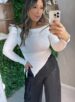 blusa manga longa celeste off white