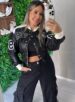 calça jeans cargo wide leg pequim black