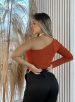 body manga longa katy terracota