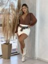 body manga longa lavinia marrom
