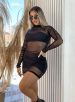 vestido tule manga longa jaque preto