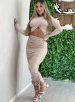 conjunto manga longa midi kim bege