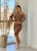 vestido midi manga longa carolina marrom