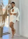 vestido manga longa noa off white