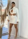 vestido manga longa noa off white