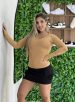 blusa canelada mila bege médio
