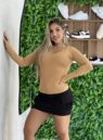 blusa canelada mila bege médio
