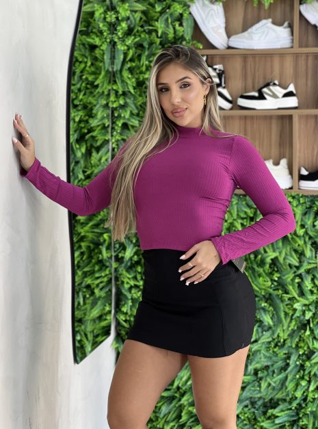 cropped manga longa tuane fúcsia