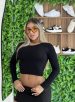 cropped manga longa paty preto