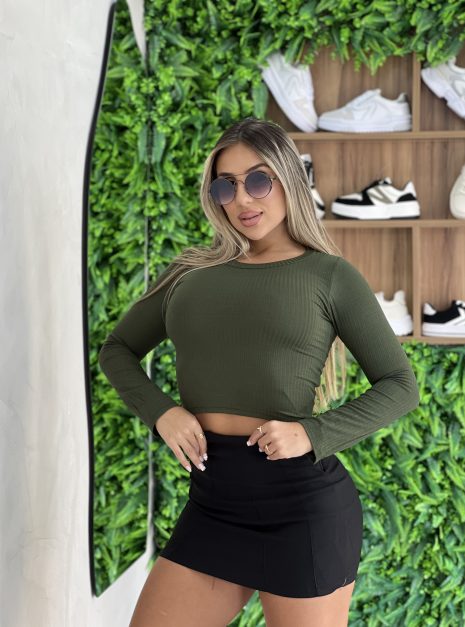 cropped manga longa paty verde