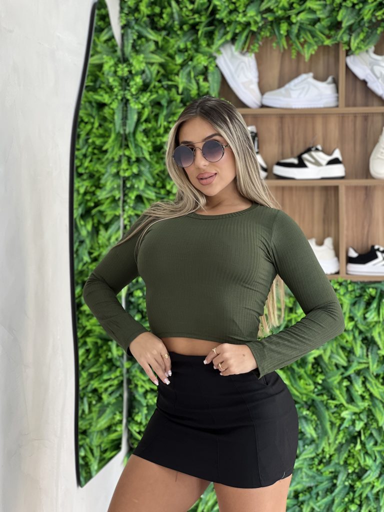 cropped manga longa paty verde