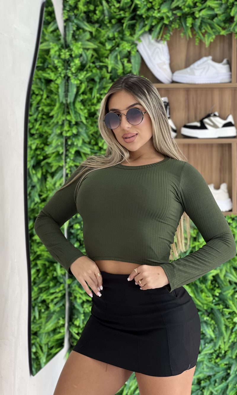 cropped manga longa paty verde