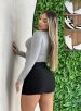 cropped manga longa paty cinza