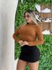cropped manga longa tuane caramelo