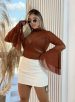 body tule manga longa ayra marrom