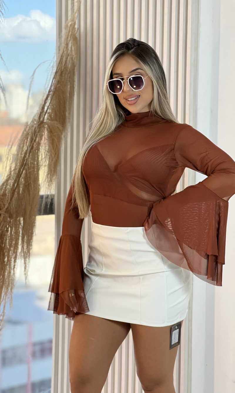 body tule manga longa ayra marrom body tule manga longa ayra marrom