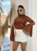 body tule manga longa ayra marrom