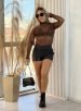 body tule manga longa joice marrom