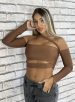 cropped manga longa gringa marrom
