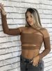 cropped manga longa gringa marrom